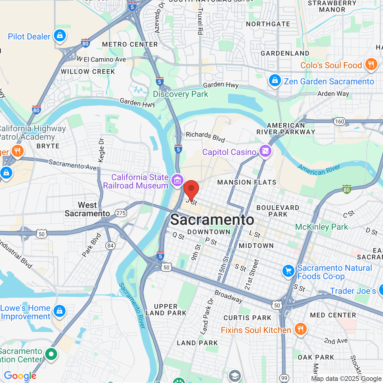 Google map image of our location in 428 J St Sacramento, CA